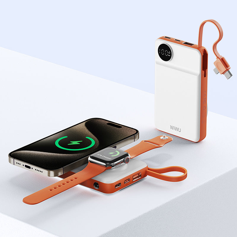 WIWU Wi-P007 10000mAh Power Bank 2-in-1 Magnetic Wireless Charging Station with Type-C Cable WIWU Wi-P007 10000mAh Power Bank 2-in-1 Magnetic Wireless Charging Station with Type-C Cable